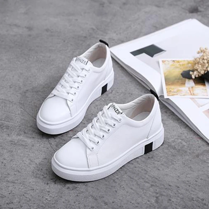 

2019 NEW Spring Genuine leather Little white shoes women low flat shoes, fashionable leisure shoes size 35-40