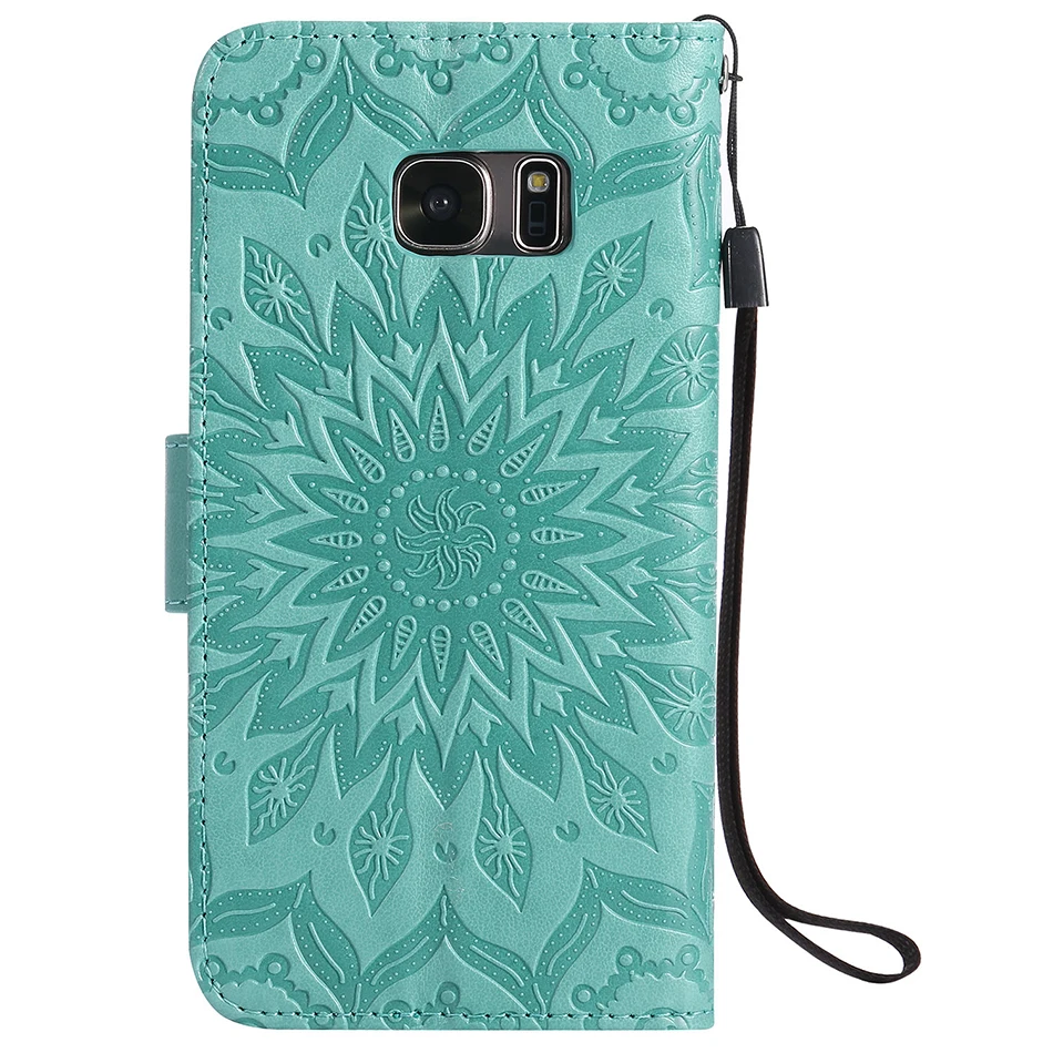 for A5 A3 J1 J3 J5 2016 2017 Prime Case Luxury Flip Wallet Sun flower Phone Back Cover for Samsung Galaxy S6 S7 edge Plus Coque (2)