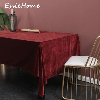 

ESSIE HOME Wine Red Burgundy Single Side Matte Velvet High End Velvet Table Cloth Table Linen Wedding Decoration Placemat