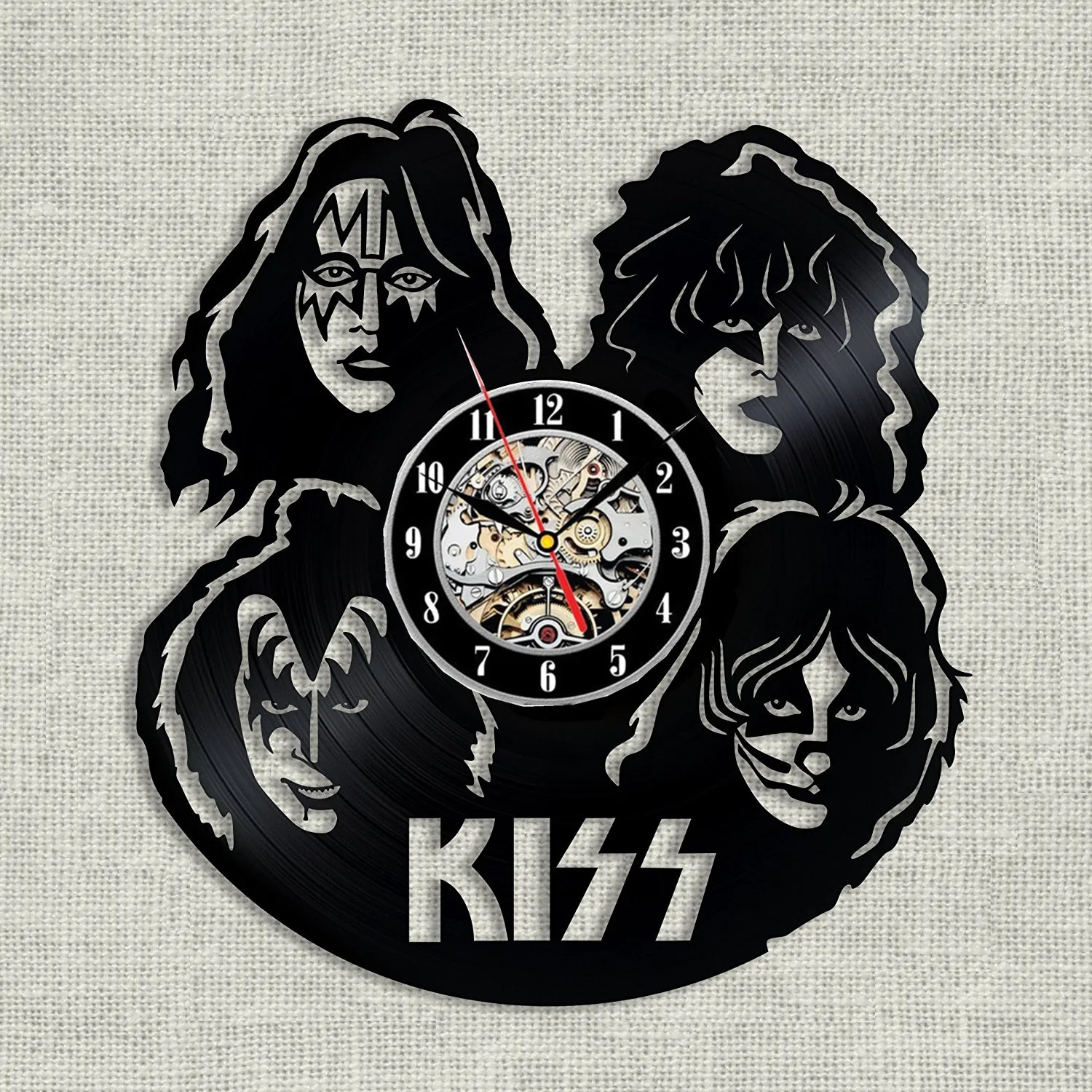 

Kiss Handmade Vinyl Record Wall Clock Fun gift Vintage Unique Home decor