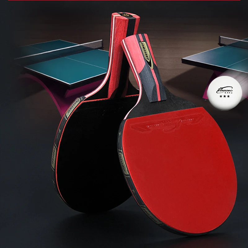 واحد قطعة المطاط مضرب ترابيزة تنس مضرب طويلة مقبض قصير بينغ بونغ مجداف مضرب الجدف مزدوجة الوجه الزيزفون 6 نجوم