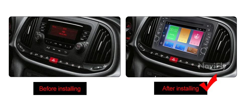 Discount NaviFly Din 2G+32G Android 9.1 Car DVD Radio player for Fiat Doblo 2016 2017 GPS Navigation 7708IC TDA7851 WIFI Bluetooth 3