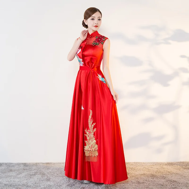 Современные Cheongsam Сексуальные Qipao женские длинные традиционные китайские платья восточные Свадебные платья вечернее платье женская Роба в восточном стиле