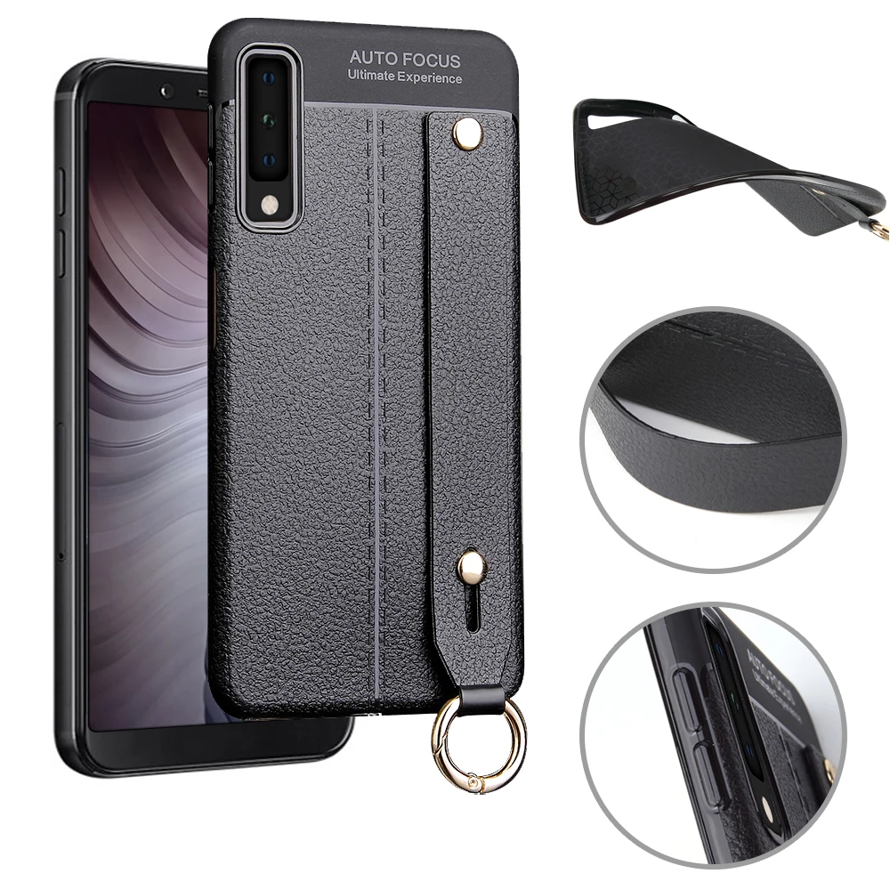 Phone Case For Samsung Galaxy A7 2018 Soft Litchi TPU Back Case With