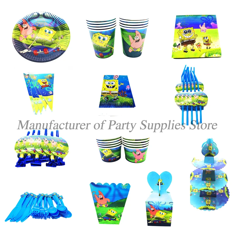

SpongeBob theme disposable party tableware set SpongeBob theme birthday party decorations SpongeBob plates cups