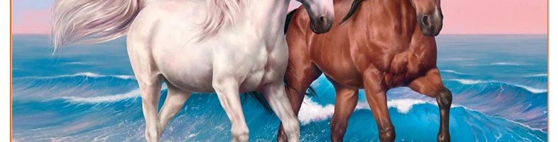 wholesale diamond painting two stallion on the beach diamond embroidery horses animal beads sewing cross stitch home decoration1043_05