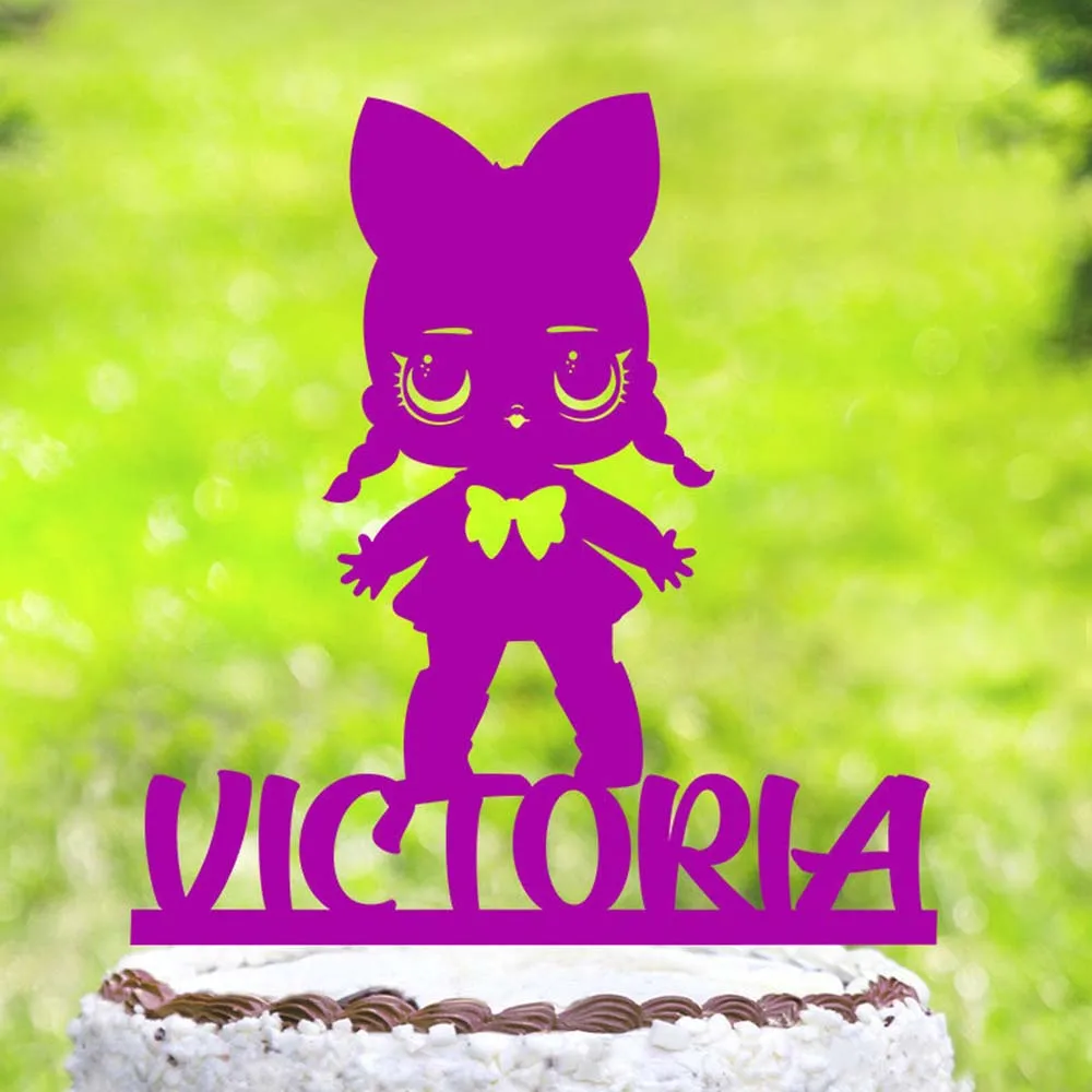 

Personalized LOL party birthday cake topper,lol dolls Lol Surprise cake topper,Custom last name cake topper