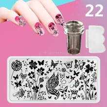 12X6 см 3 шт Рождество ногтей штамповка Плиты Набор прозрачные силиконовые DIY шаблоны для дизайна ногтей + прозрачная штамповочная машина штам...(China)