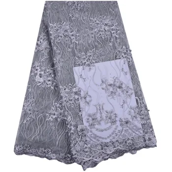 

African Lace Fabric 2018 High Quality African Tulle Lace Fabric With Beads French Net Lace For Women Dress 1309