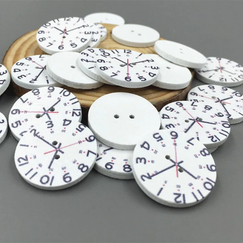 

NEW 80pcs Wooden clock pattern buttons Fit Sewing or scrapbooking craft Crafts 25mm