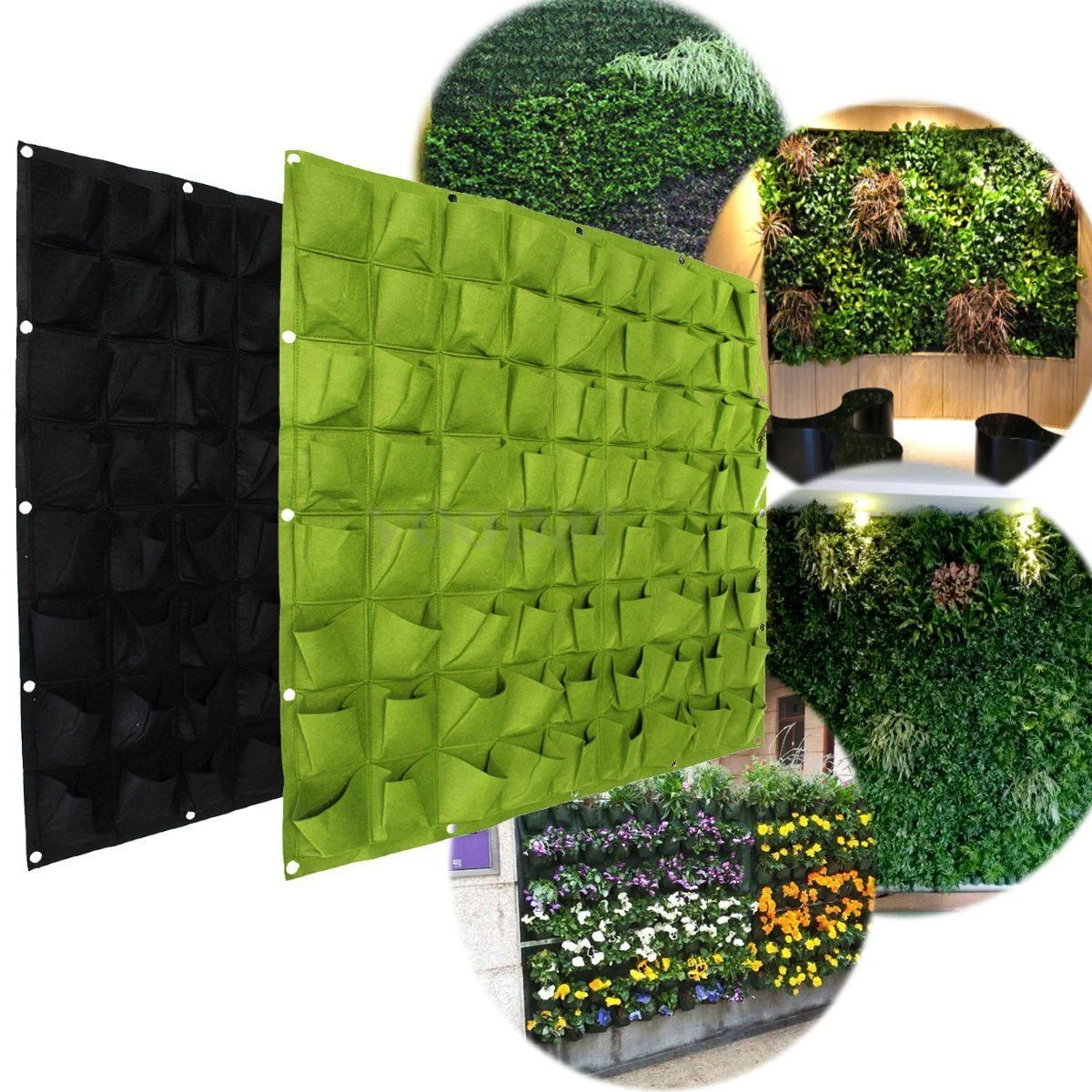 Outdoor 4Pocket 72 Pocket Hanging Garden Wall Fleur Planter Bag Indoor 