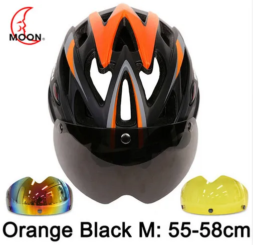 MOON велосипедный шлем с магнитными очками MTB дорожный горный велосипедный шлем для верховой езды в форме объектива велосипедный защитный велосипедный шлем - Цвет: Orange 3 len