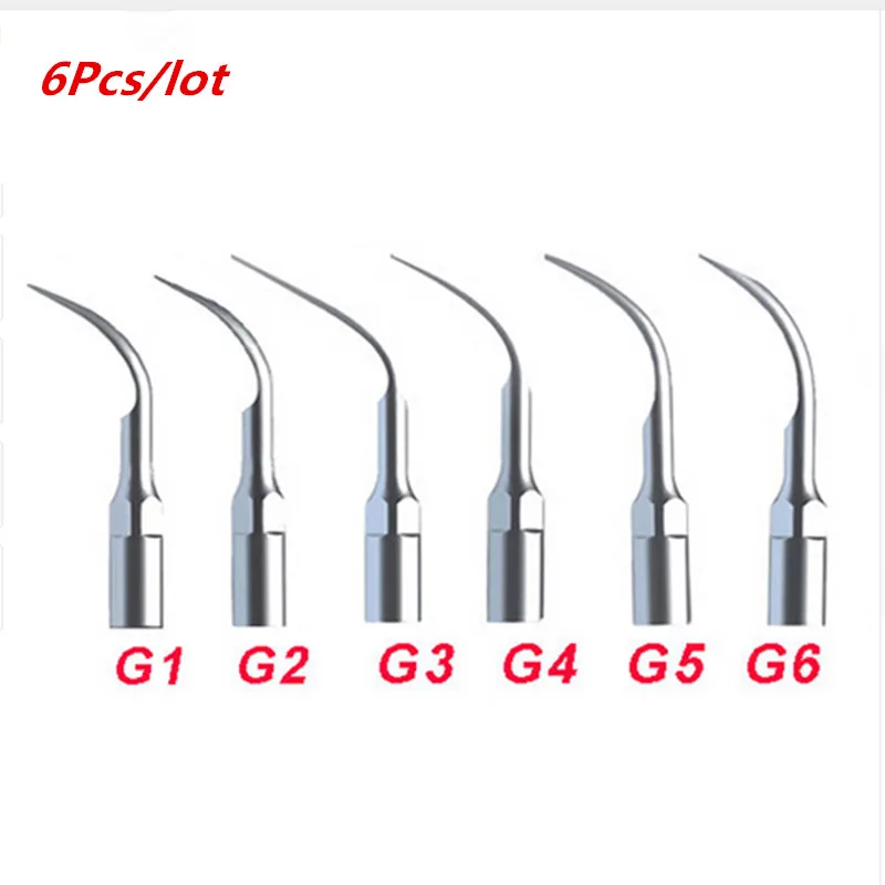 

6Pcs/lot Ultrasonic Dental Scaler Tips G1 G2 G3 G4 G5 G6 Compatible With EMS/ WOODPECKER Teeth Whitening Dental Scaler