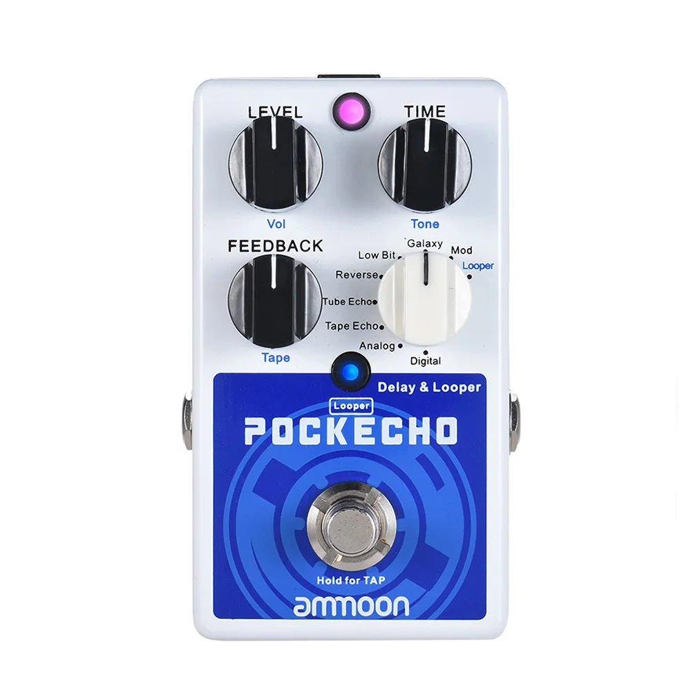 Ammoon POCKECHO Delay& Looper гитарный эффект педаль 8 эффектов задержки Макс. 300 С Петля время нажатия темп функция гитары педаль