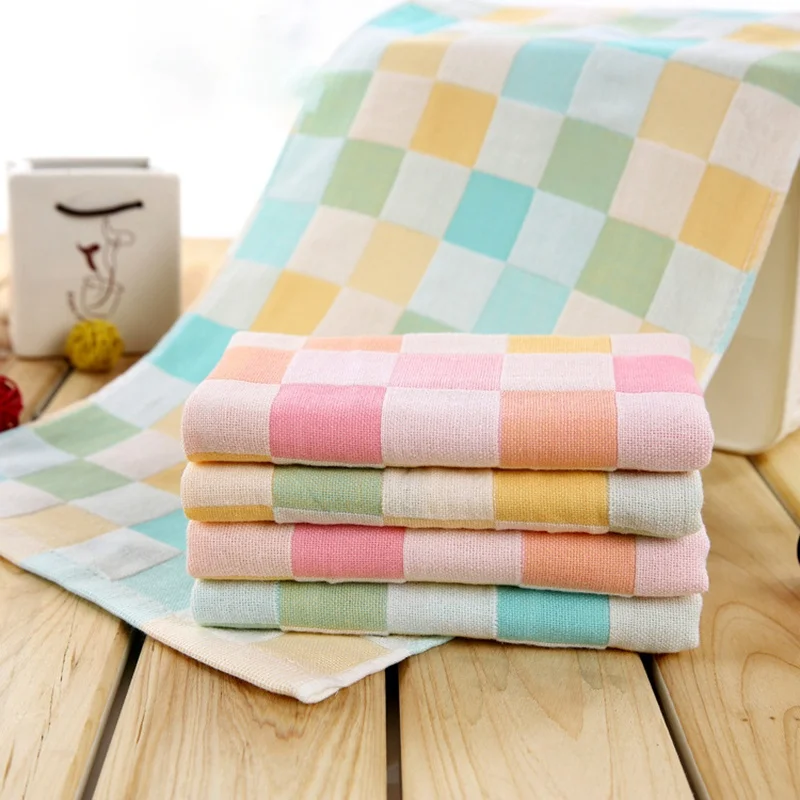 

Dual-layer Cotton Towel Gauze Lattice Towel Handkerchief Square Bath Towels Reusable Breathable Saliva Towel