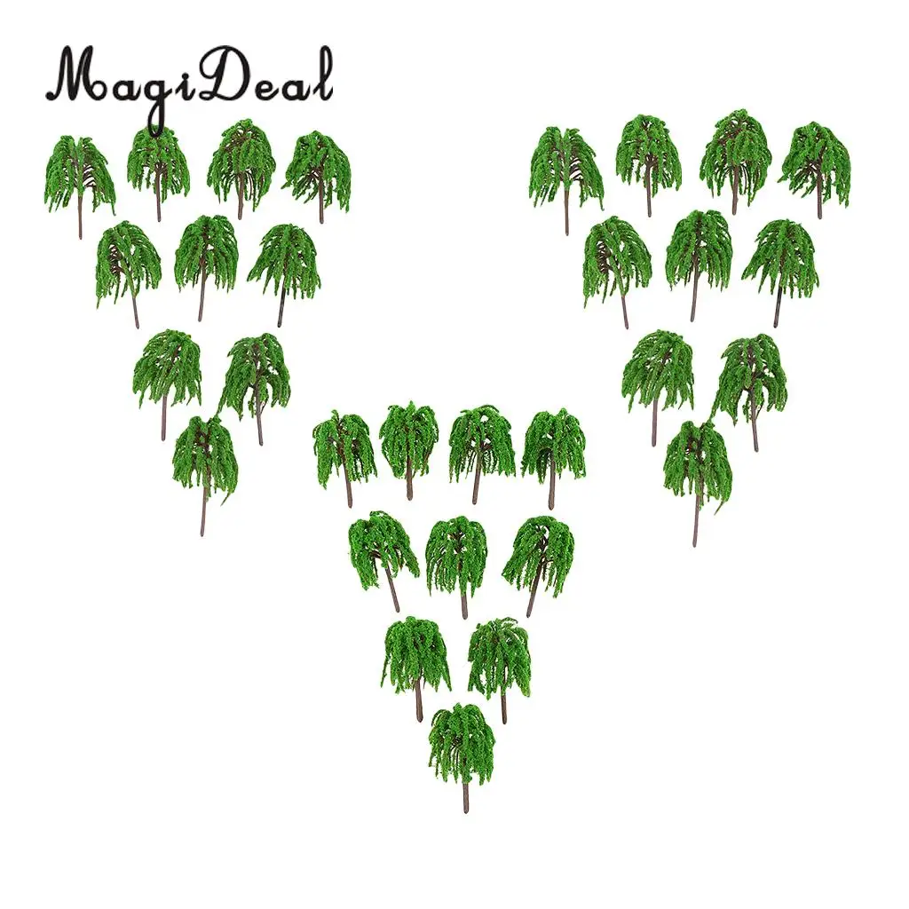 MagiDeal 10Pcs 1:150 Plastic Willow Trees Model Street Train Railway Garden Scenery Scene Building Model Layout Landscape