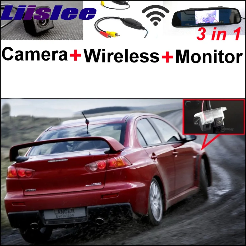 

3 in1 Special Rear View Camera + Wireless Receiver + Mirror Monitor Easy DIY Backup Parking System For Mitsubishi EX Evolution X