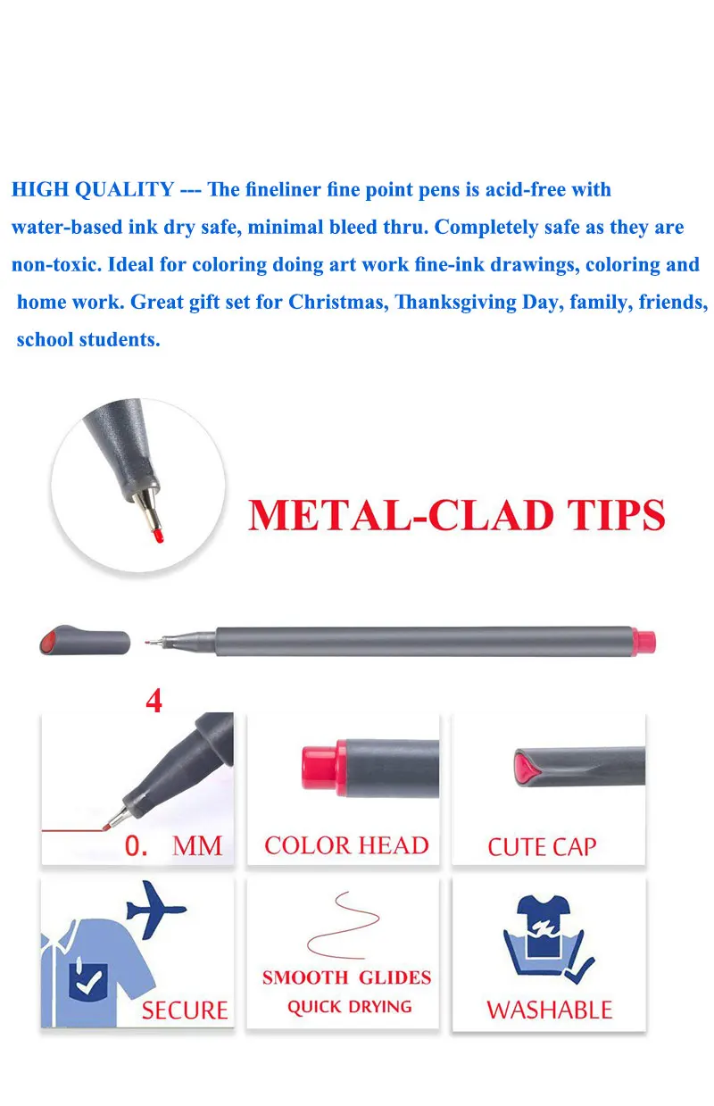 Fineliner 0,4 мм цветная тонкая ручка на водной основе эскиз художественное Рисование маркером художественный фетровый кончик мелкий рисунок мелкий вкладыш
