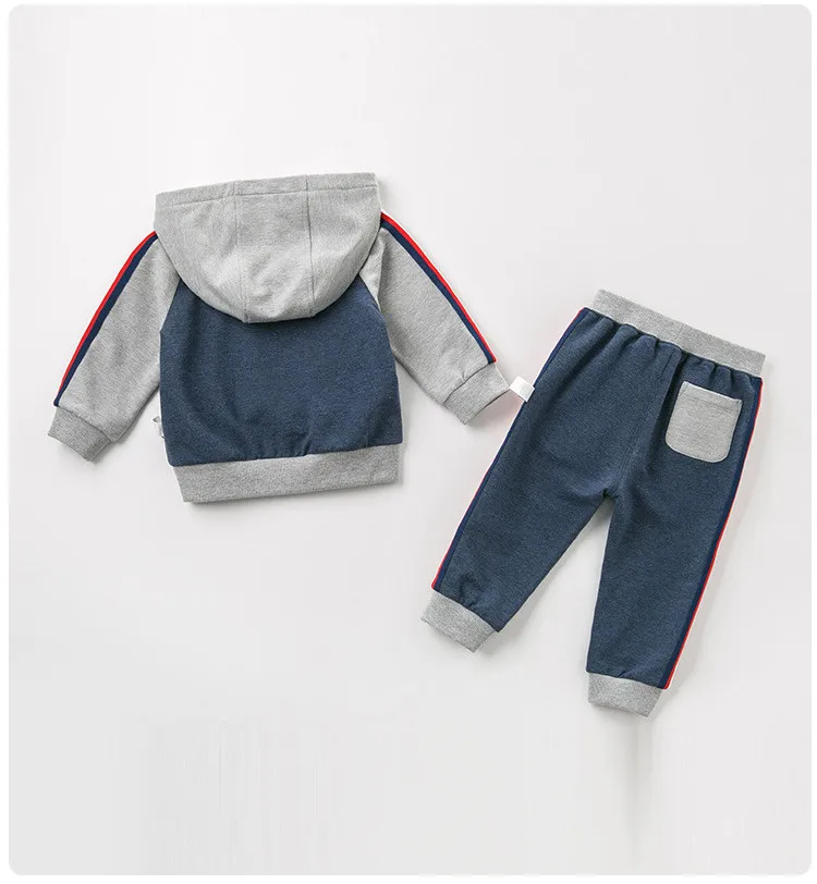 Dave bella/комплекты модной одежды для маленьких мальчиков на осень и весну; костюмы с длинными рукавами; детская одежда с капюшоном и принтом; DBW11031