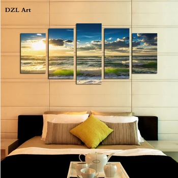 

Unframed 5 Piece Blue sea Modern Home Wall Decor Canvas Picture Art HD Print Painting On Canvas for Gift
