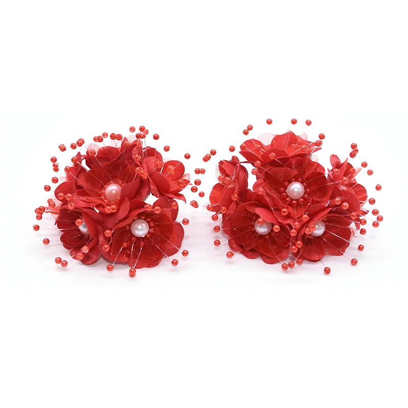 18 шт искусственный цветок 3,5 см Шелковый жемчужный букет сакуры Свадебные украшения для дома DIY гирлянда скрапбук ремесло поддельные цветы - Цвет: Red