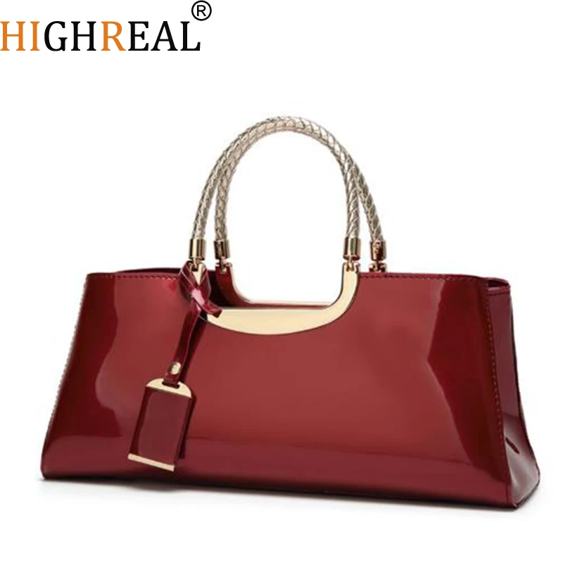 

HIGHREAL Luxury Handbags Women Bags Designer Fashion Patent Leather Elegant Hand Bags Shoulder Wedding Bridal Bag Banquet Bolsa