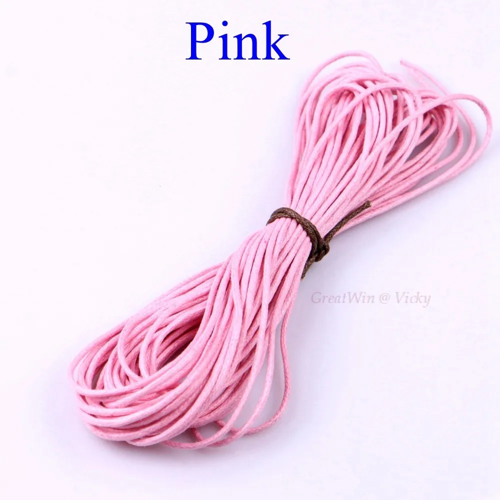 10 метров, 1,5 мм, вощеная кожа, нить, воск, хлопок, шнур, ремешок, ожерелье, веревка, бусина для браслета шамбалла, 17 цветов на выбор - Цвет: Pink