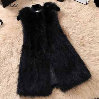 

FTLZZ Natural Raccoon Fur Vest Women Casual Plus Size Vests Medium Long Genuine Fur Gilet Real Fur Coat