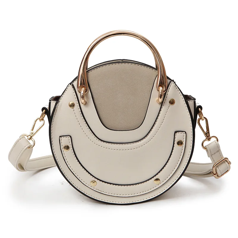 

Luxury Handbags Women Bags Designer Tote Bag Shoulder Bag Personality Rivet Fashion PU Circular Tote round leather handbag