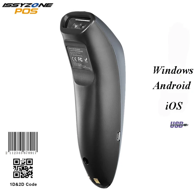 

ISSYZONEPOS 3 in 1 Bluetooth Wireless Wired 2D QR 1D CCD Wall-mounted Portable Barcode Scanner for Warehouse Windows iOS Android