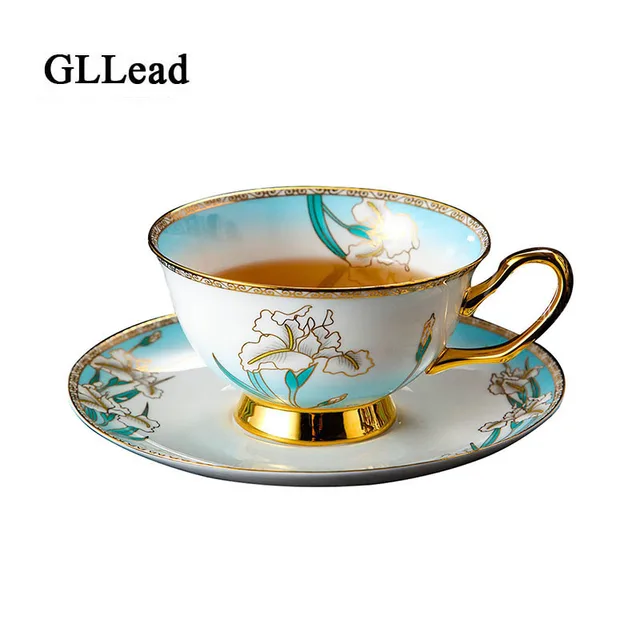 Gllead Korean Style Gold Bone China Coffee Cup Fashion Ceramic Tea Gllead Korean Style Gold Bone China Coffee Cup Fashion Ceramic Tea Cups And Saucer Home Breakfast