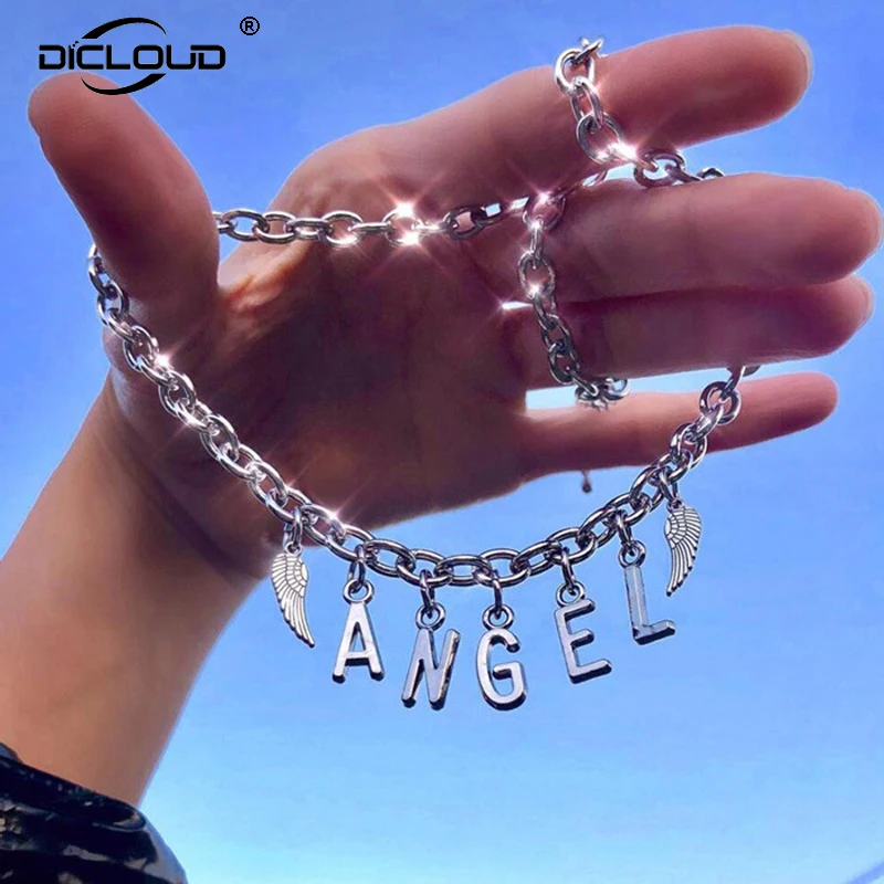 Женские цепочки с надписью Daddy Angel колье чокер из нержавеющей стали серебряная
