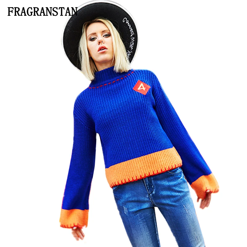 2018 Ladies Spring Autumn New Flare Sleeve Turtleneck