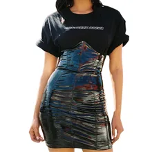 Faxu Женская юбка из искусственной кожи на молнии, черная/Высокая талия/юбки-карандаш, Женская Осенняя пикантная мини-юбка d2