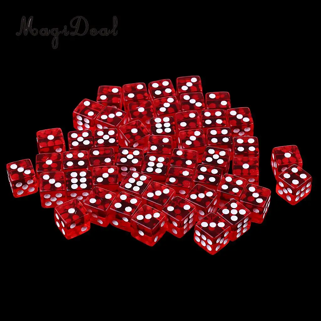 MagiDeal Hot Durable 50Pcs 12mm Acrylic Dice for Die RPG MTG Board Game Bar Club Pub KTV Entertainment Suppy Novelty Gifts Red