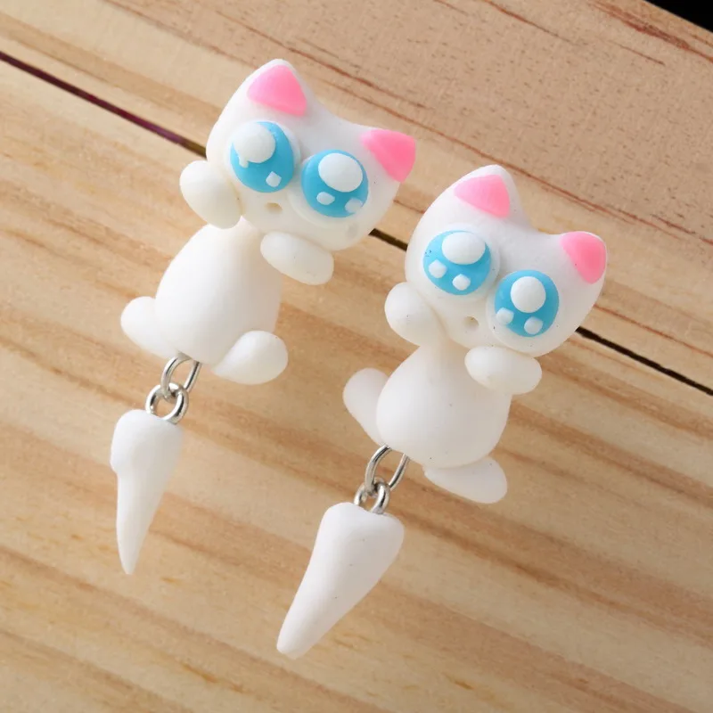 Pameng 2017 New Fashion Cute Animal Cat Stud Earrings For Women Girl Handmade Polymer Clay Jewelry | Украшения и аксессуары