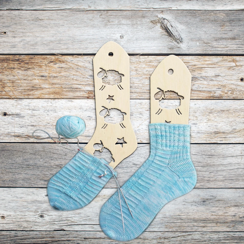 

2pcs Wooden Cute Sheep Sock Blockers Wood Socks Form Handmade Sock Stretcher Hand Knit Socks