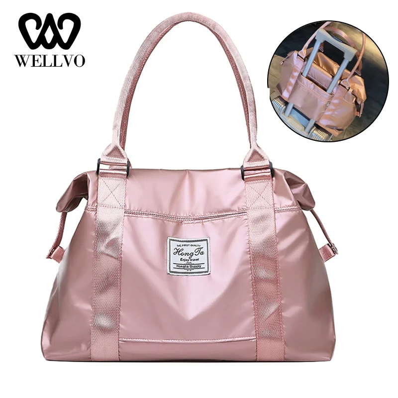 

Fashion Women's Handbag Brand Glitter Casual Luggage Travel Totes Female Shoulder Bags Nylon Large Training Duffle Bags XA690WB