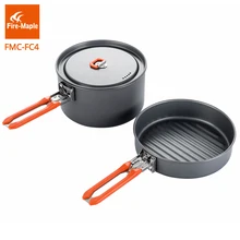 Fire Maple Outdoor Camping Hiking Pinic Hard Aluminium Alloy Cookware Cooking Picnic 1 Fry Pan 1 Pot Set Foldable Handle FMC-FC4