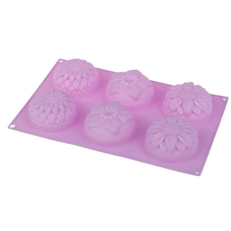 

1PCS Flower Pattern 6-hole Rectangular Handmade Soap Making DIY Mould Accessory Fashion Silicone Soap Mold
