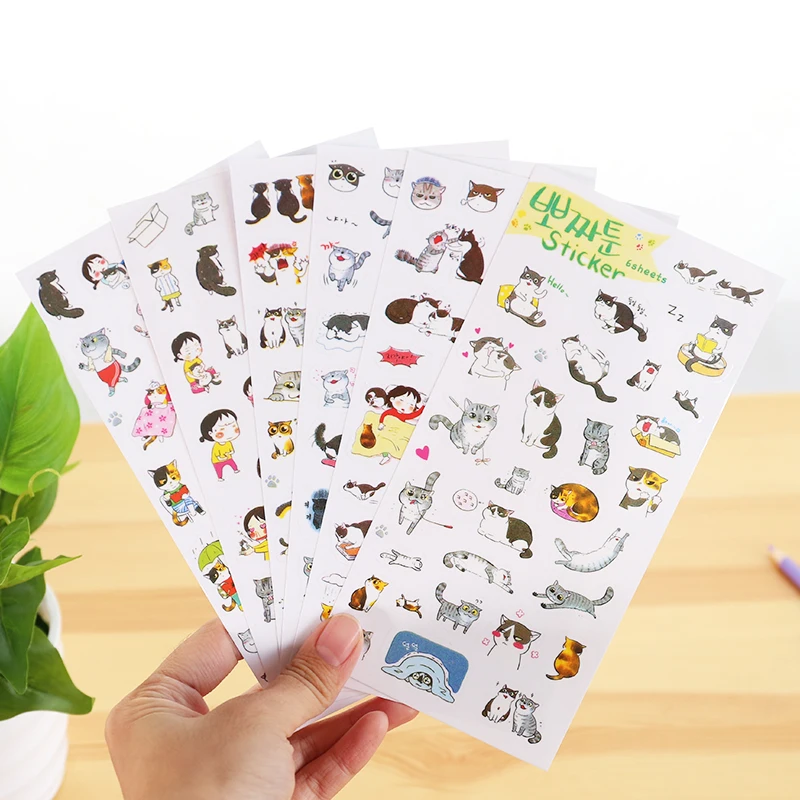 085 50 De Réductionautocollants Pvc Transparents Créatifs Mignon Chat Noir Et Blanc Album Photo Autocollants Décoratifs Enfant Bricolage Jouet 6