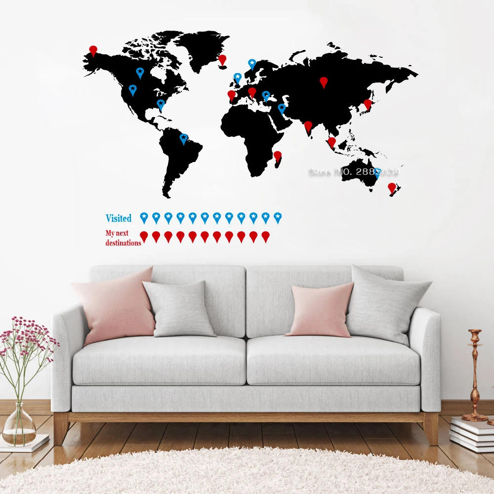 

Travel Wall Decal-World Map Wall Sticker For Living Room Vinyl Decor World Dorm And Office Adventure begins Wallpapers LC1235