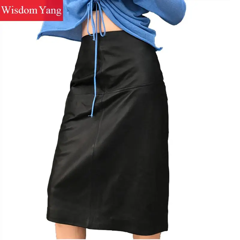 Herfst Zwarte Echte Schapen Huid Echt Lederen Wrap Rok Hoge Taille Midi Potlood Rokken Womens Party Sexy Lange Dames Rokken Herfst Zwarte Echte Schapen Huid Echt Lederen Wrap Rok Hoge Taille Midi Potlood Rokken Womens Party Sexy Lange Dames Rokken
