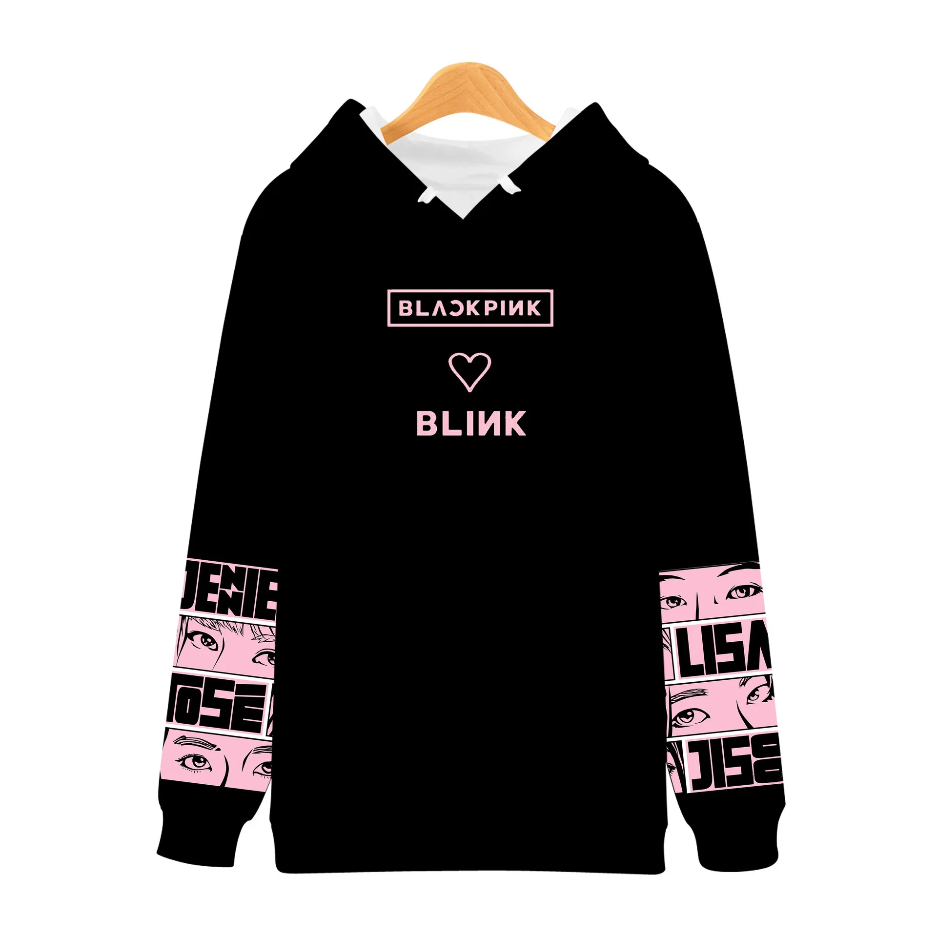 KPOP Girl Group 3D Print Blackpink Hoodies Sweatshirts Women Long Sleeve Black Pink Hooded Blackpink Pullovers Clothes Coat