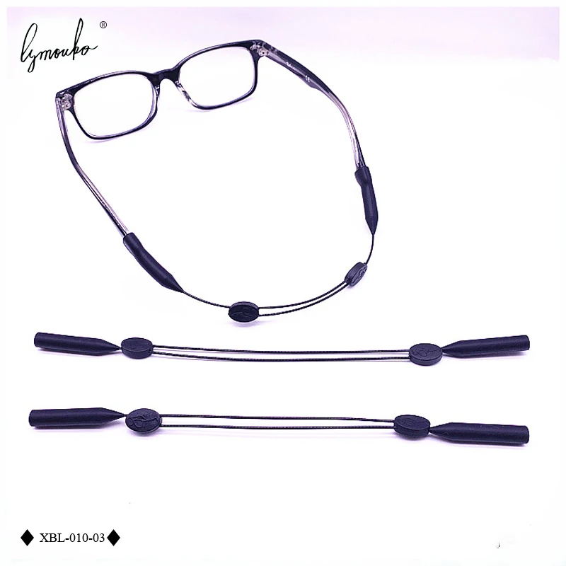 

Black Silicone Adjustable Eyeglasses Cord Sport Fixed Protect String Non-slip Elastic Holder Sunglasses for Lanyard Neck Strap