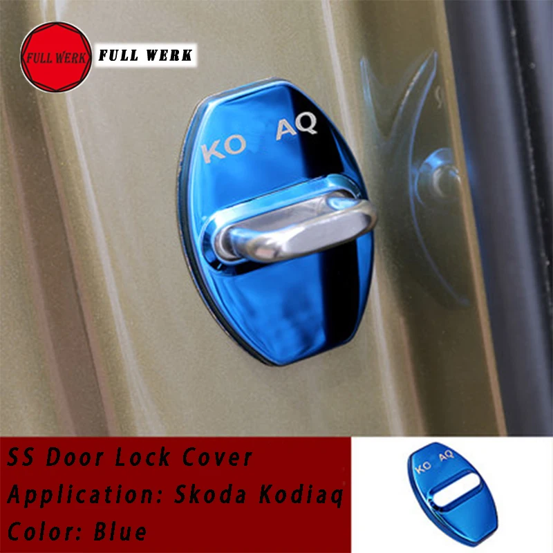 Stainless Steel Car Styling Door Lock Protective Cover Cap for Skoda Kodiaq Interior Decoration
