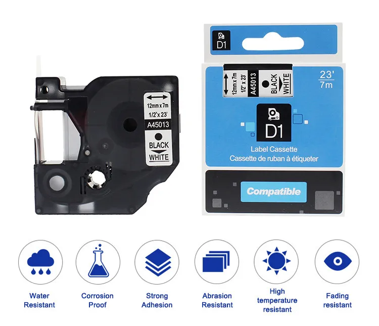 3 шт. 45013 совместимый с dymo D1 лента для печати этикеток 12 мм черный на белом фоне для принтер для этикеток dymo
