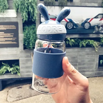 

18 New HOT SALE FashonRabbit Outdoor Water Cup Office Glass Water Drinking Bottle 340 Fashion Cartoon Gift Mug Can Be Customized