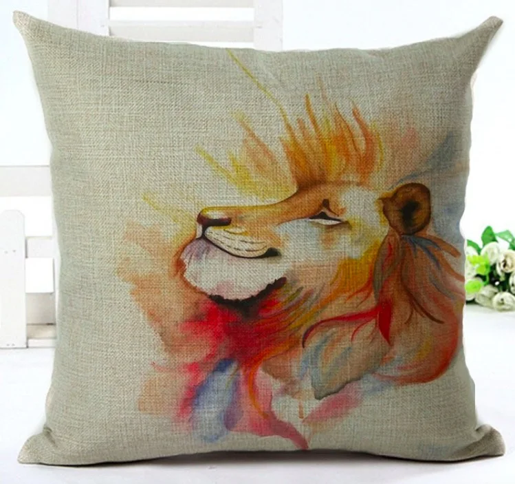 Pride Happy Lion King Animal Leader Art Paintings Decorative Massager Pillow Cover Pillows Fashion Home Decor Vintage Gift