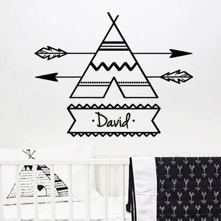 Vinyl Wall Art Tribal Arrow Sticker Arrow Wall Decal Arrow Name Decal Girls Name Decal Custom Name Wall Decal Sticker